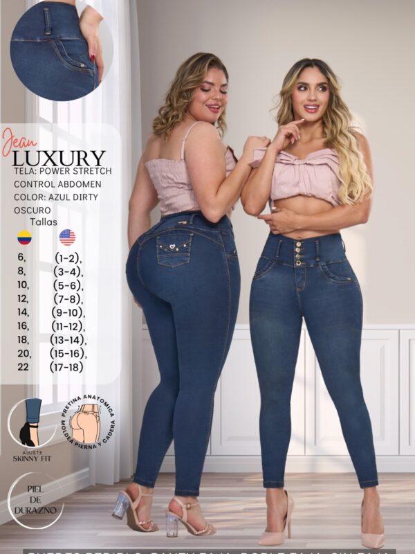 Jean pluss push up con tres botones para mujer