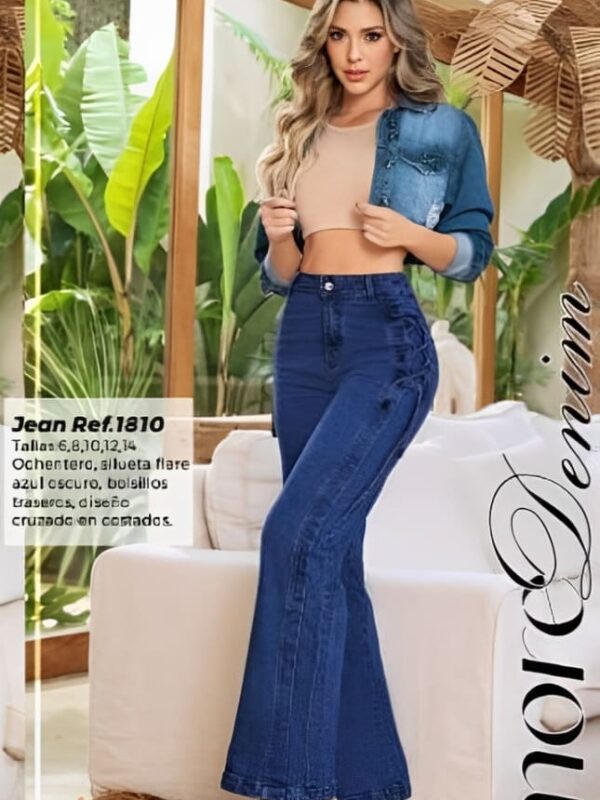 Jean push up bota campana con diseño para mujer