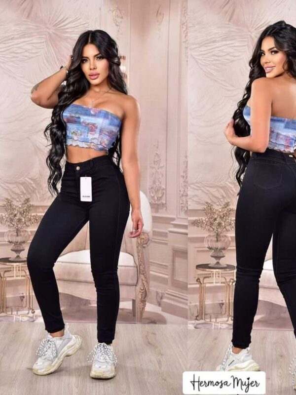 Jean negro pitillo push up para mujer