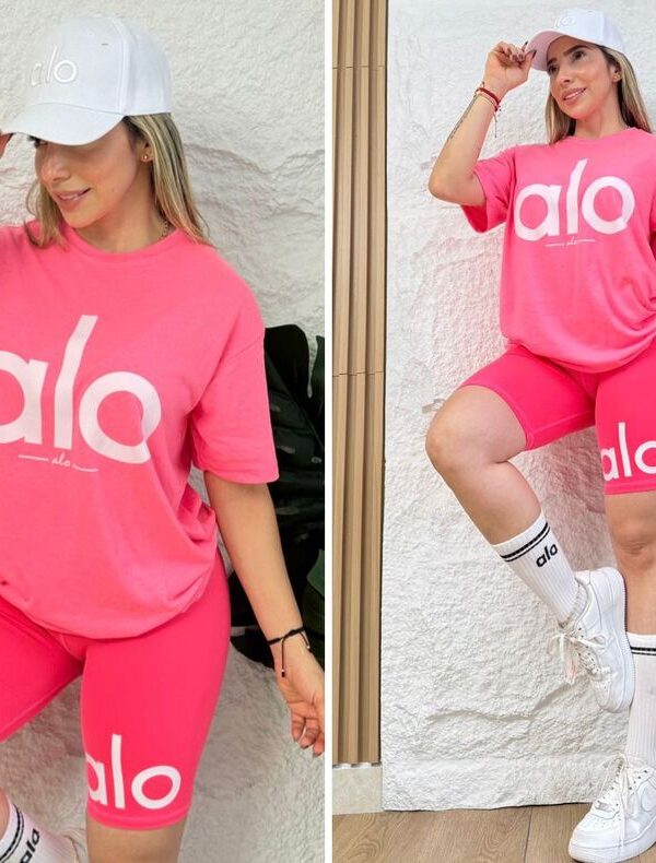 Conjunto deportivo biker y camiseta con estampado