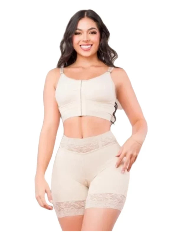 Fajas colombianas, control abdomen, levanta gluteos, con encaje siliconado, en tela powernet y licra ref 1098