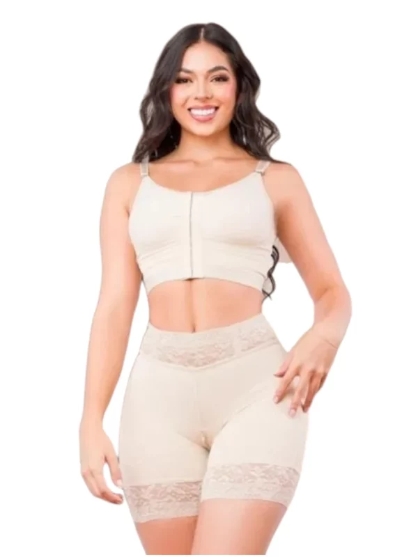 Fajas colombianas, control abdomen, levanta gluteos, con encaje siliconado, en tela powernet y licra ref 1098