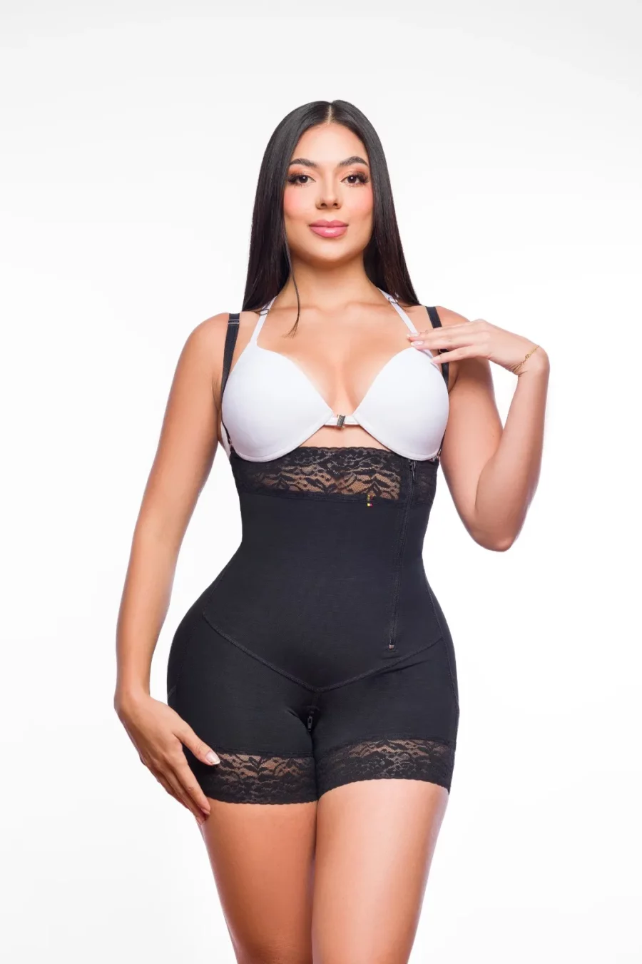 Fajas colombianas strapless, con control de abdomen, levanta gluteos, con cremallera lateral, tira delgada, en tela powernet y licra ref 1086