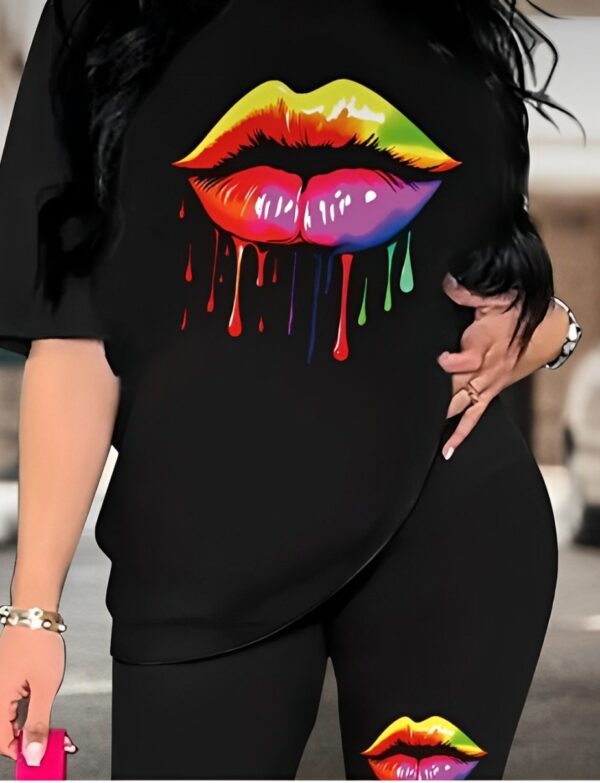 Conjunto pantaloneta y camisa estampado lips