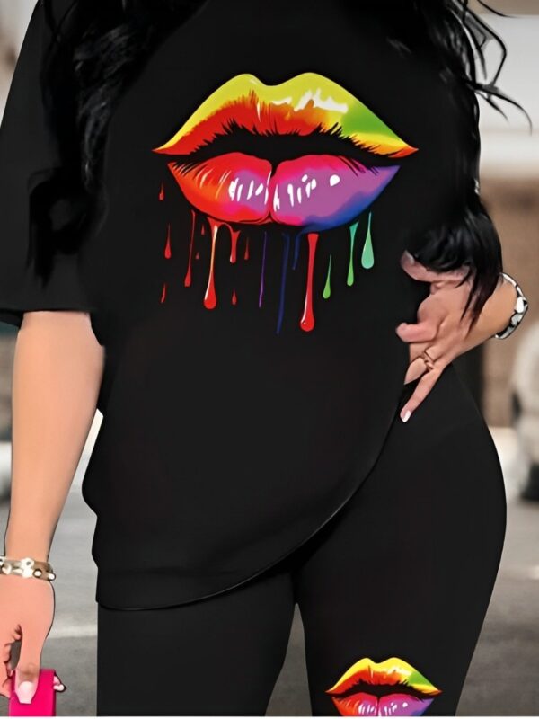 Conjunto pantaloneta y camisa estampado lips