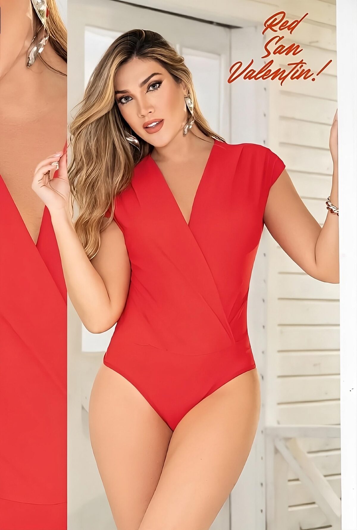 Body con escote cruzado en polilycra - Image 2