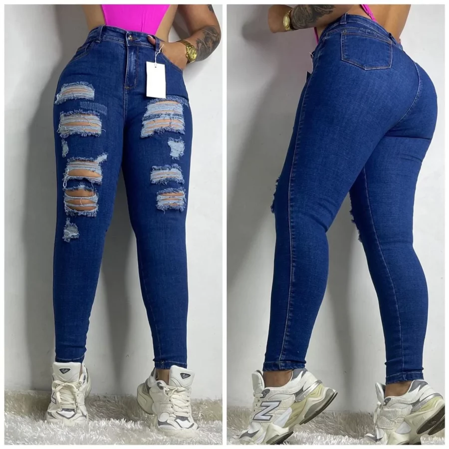 Jean push up con diseño de rotos