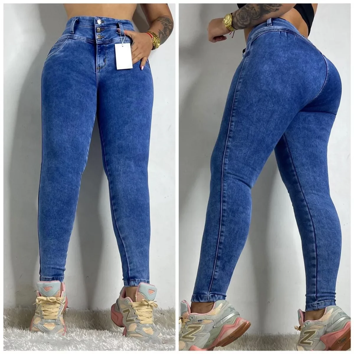 Jean push up azul oscuro bota tubo