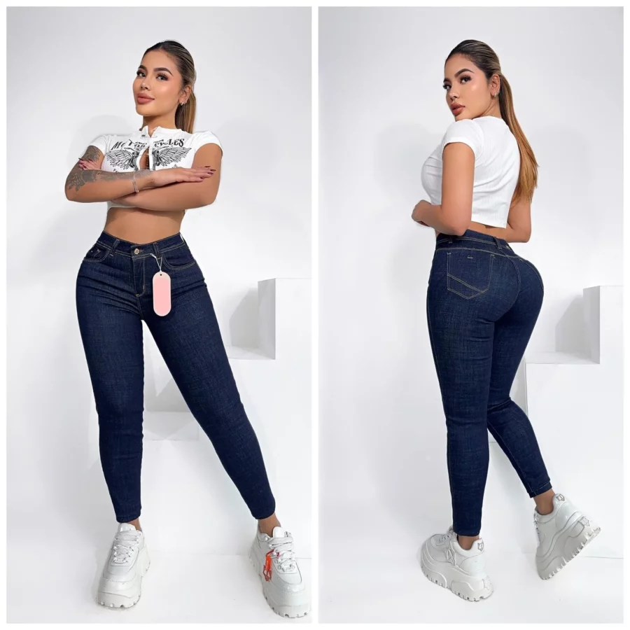 Jean casual push up con boton y cremallera