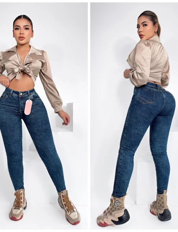 Vaqueros Ajustados De Mezclilla push up con cremallera