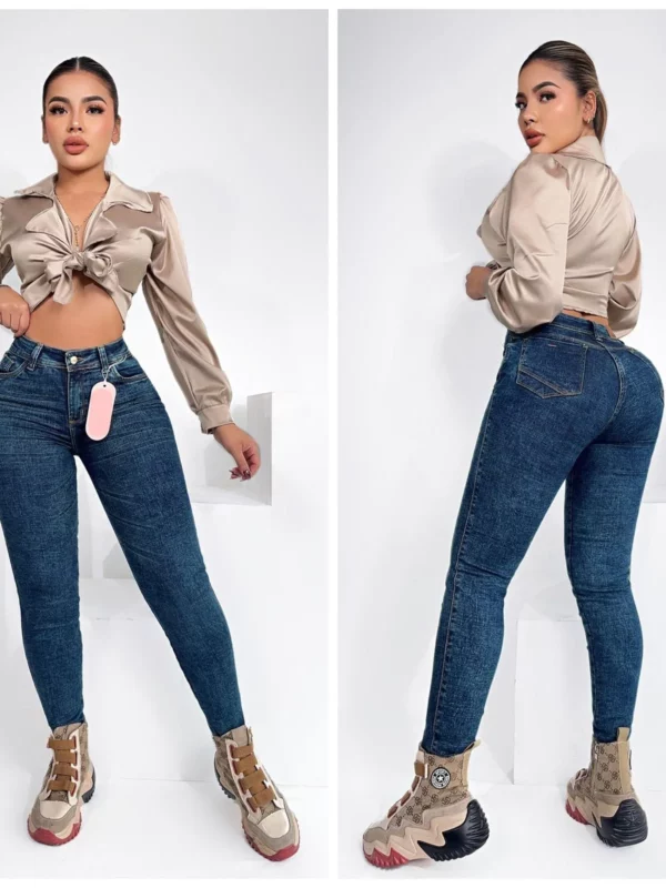 Vaqueros Ajustados De Mezclilla push up con cremallera