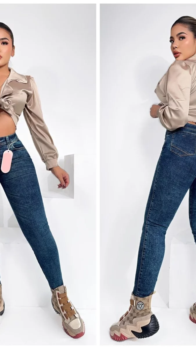 Vaqueros Ajustados De Mezclilla push up con cremallera