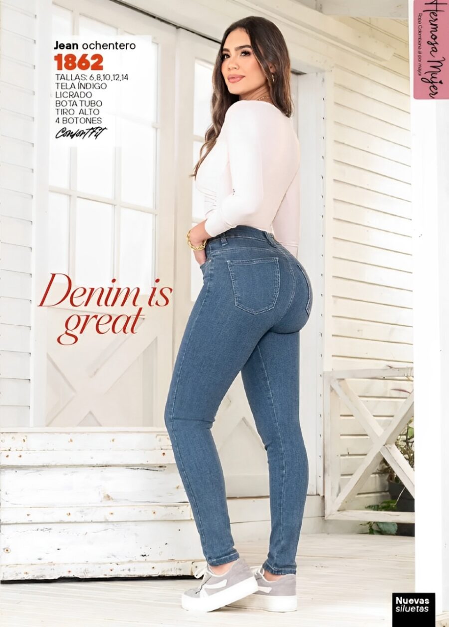 jean push up bota tubo con cuatro botones - Image 2