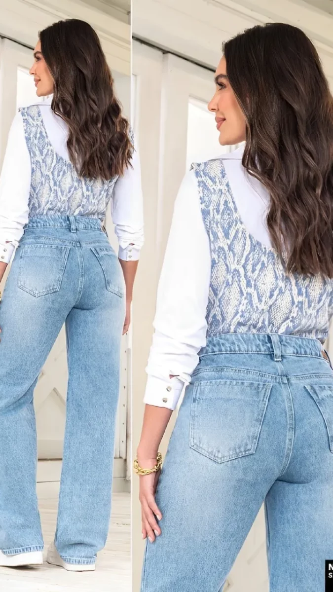 Jean push up bota ancha azul claro