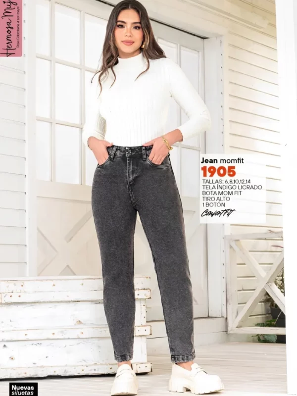 jean push up color gris bota recta