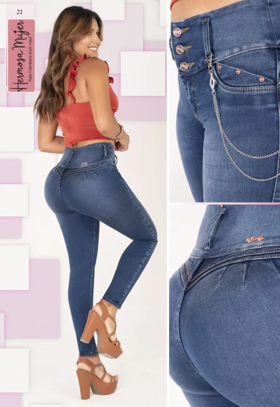 Jean push up con tres botones y llavero - Image 2