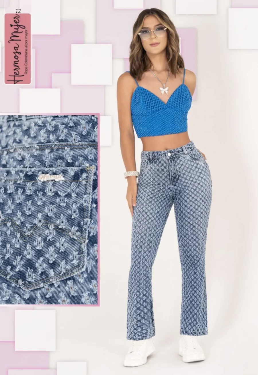 Pantalón Push Up bota recta con diseño