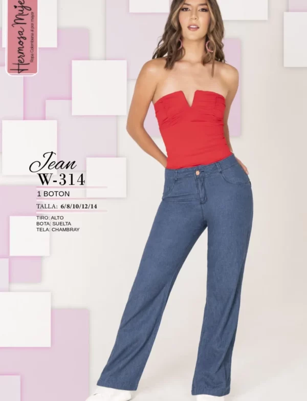 Pantalón tiro alto con bota un poco ancha