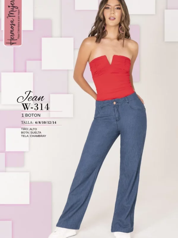 Pantalón tiro alto con bota un poco ancha