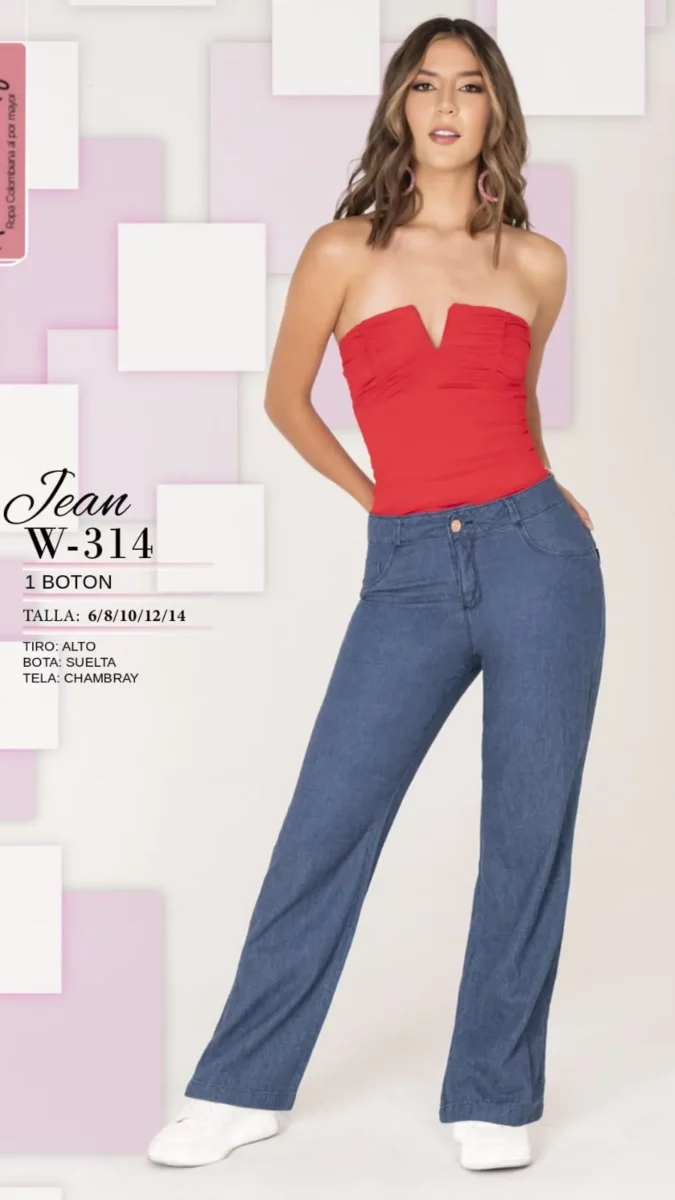 Pantalón tiro alto con bota un poco ancha