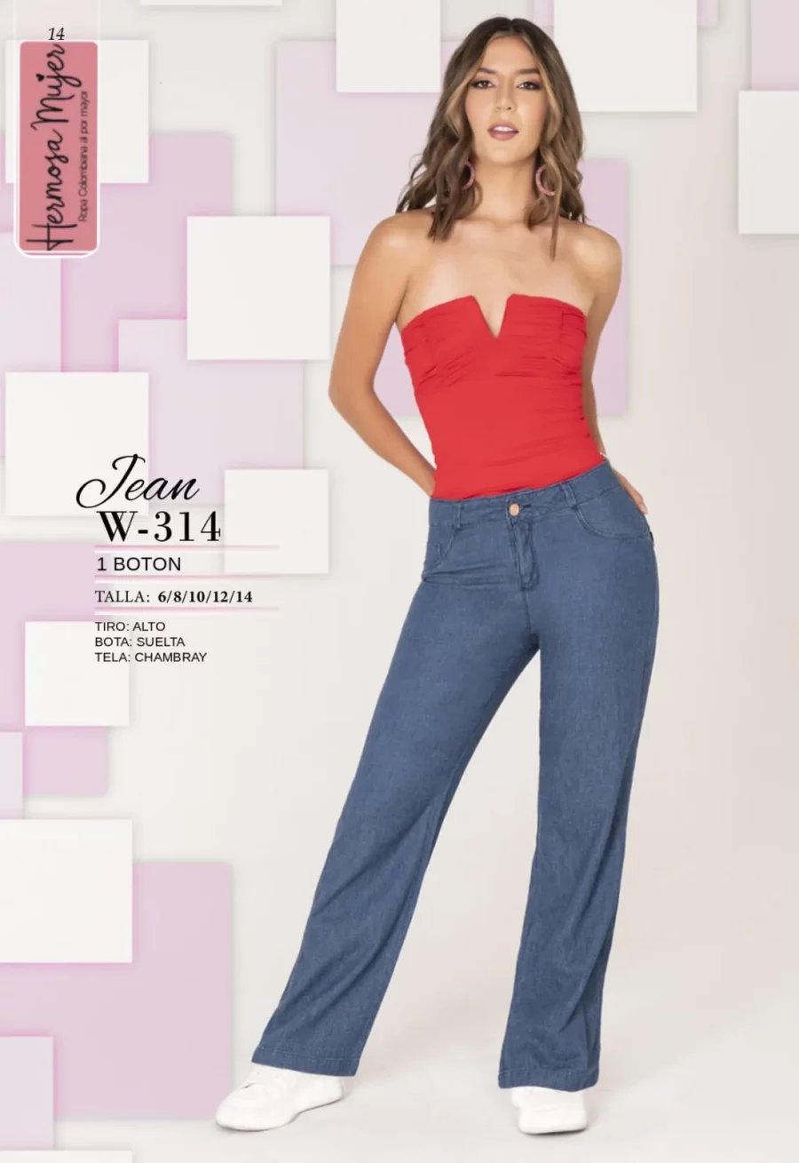 Pantalón tiro alto con bota un poco ancha