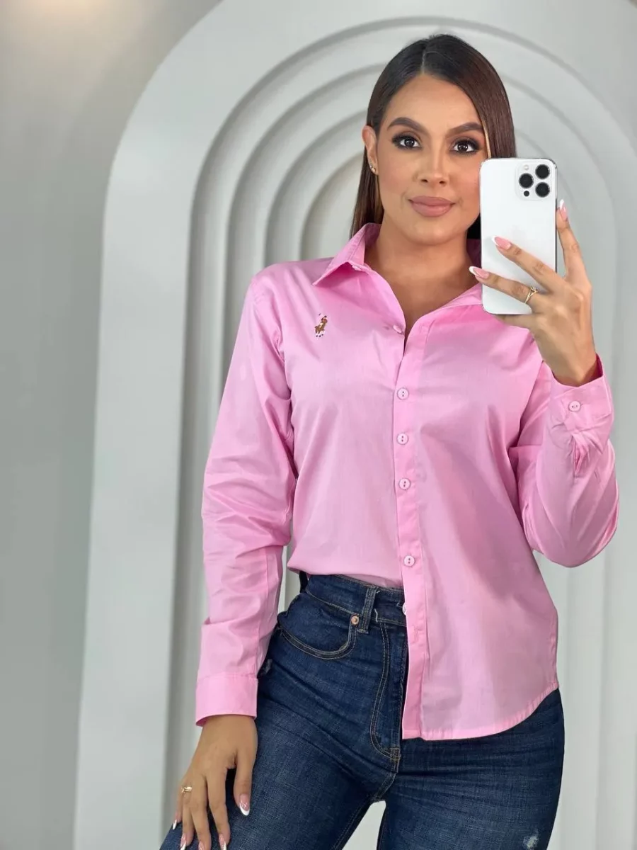 Blusa de manga larga con botones unicolor licrada - Image 16