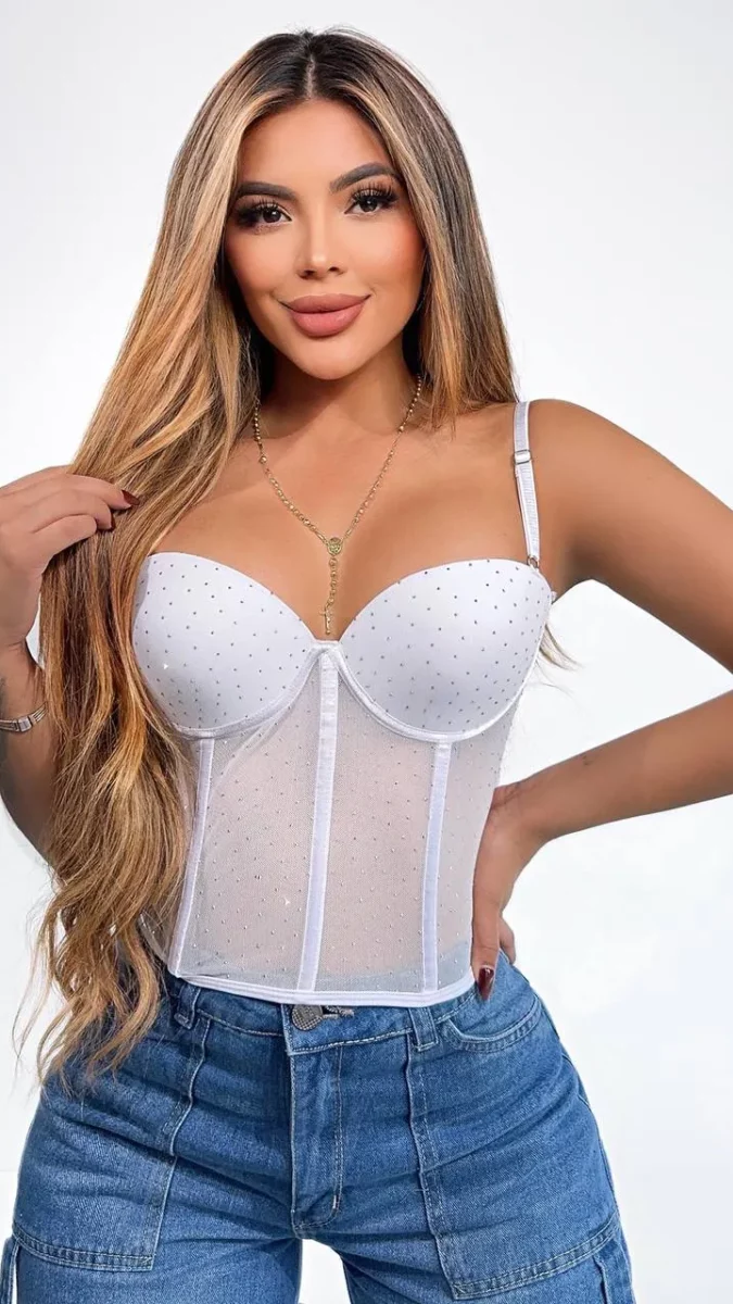 Crop Top de Tirantes y Piedras
