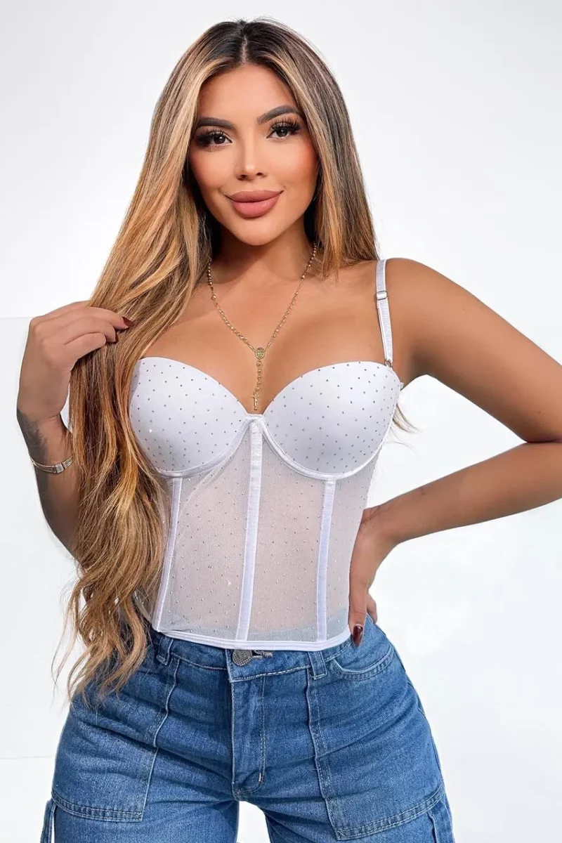 Crop Top de Tirantes y Piedras
