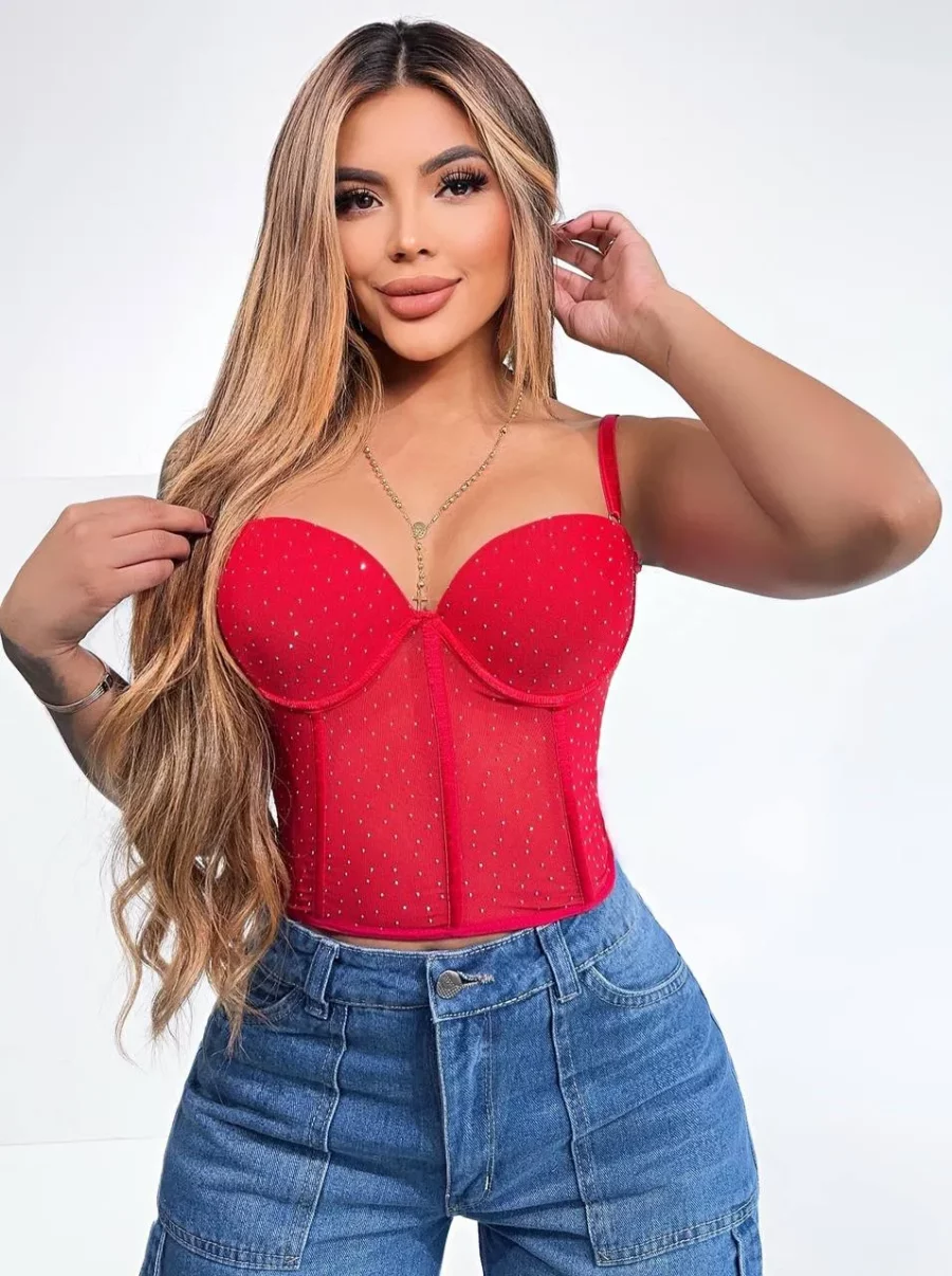 Crop Top de Tirantes y Piedras - Image 2