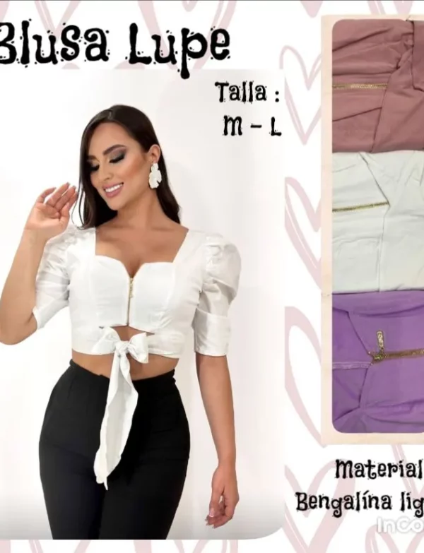 Top de manga farol y moño delantero Para Mujer