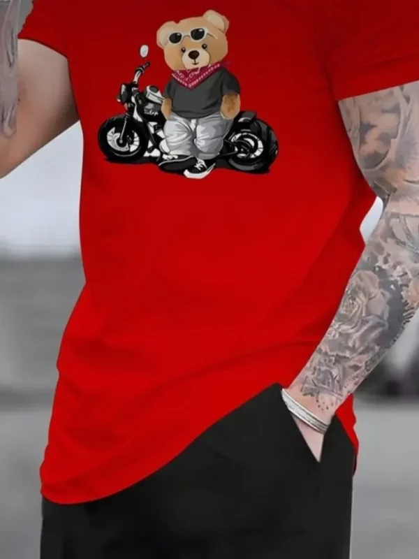 Camiseta de manga corta con estampado oso motero
