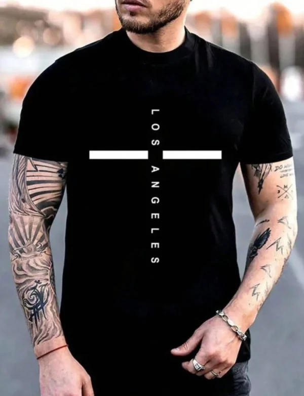 Camiseta de manga corta con estampado texto los angeles