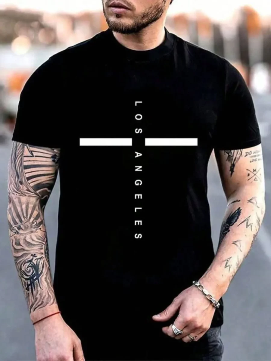 Camiseta de manga corta con estampado texto los angeles