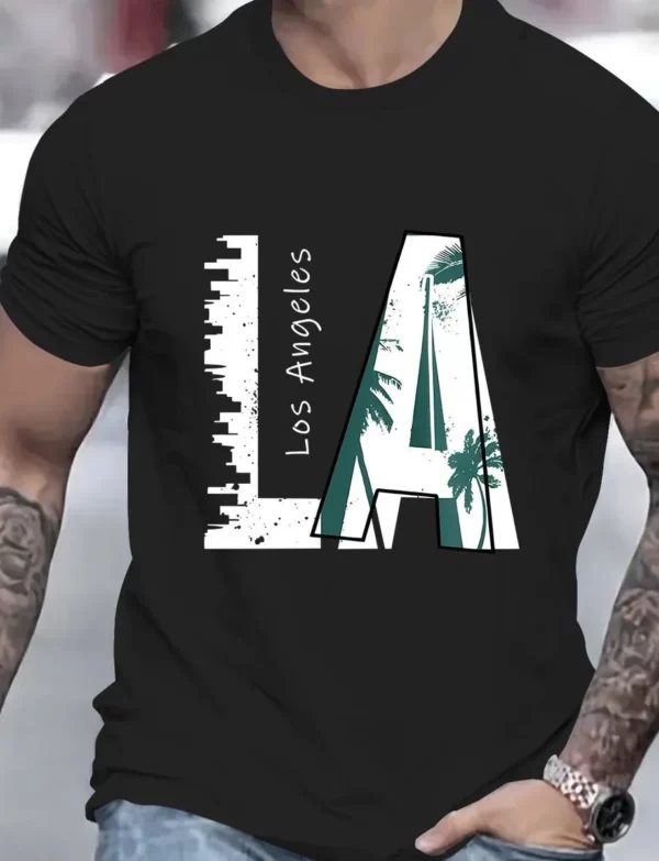 Camisa de cuello redondo con diseño de Los Ángeles