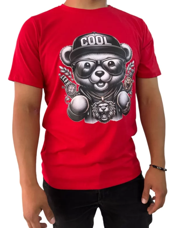 Camisa de Cuello redondo con estampado de oso hip hop