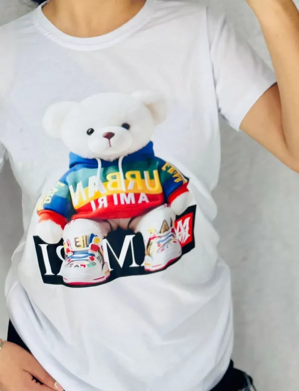 Camisa de Cuello redondo con estampado oso streetwear