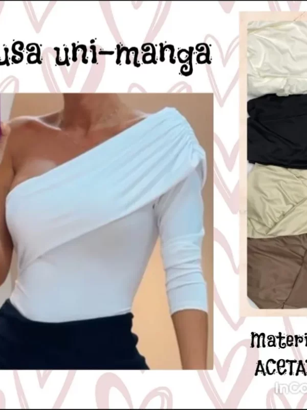 Blusa de mujer con un solo hombro y manga