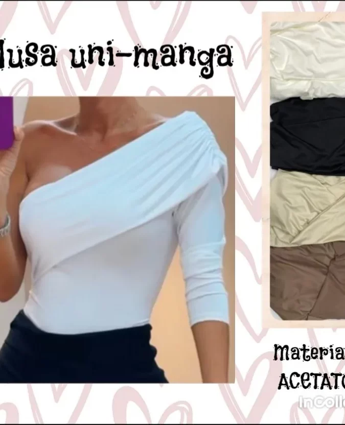 Blusa de mujer con un solo hombro y manga