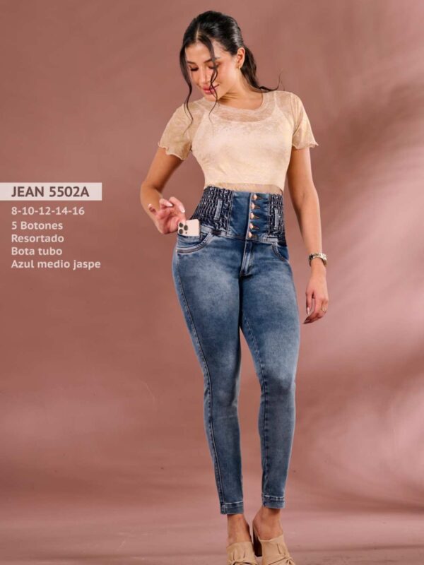 Jean skinny 5 botones resortado