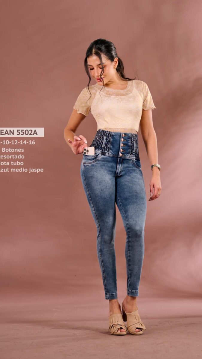 Jean skinny 5 botones resortado