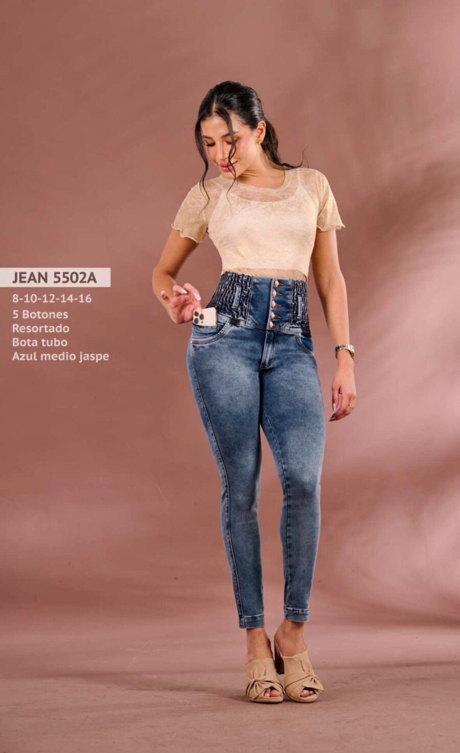 Jean skinny 5 botones resortado