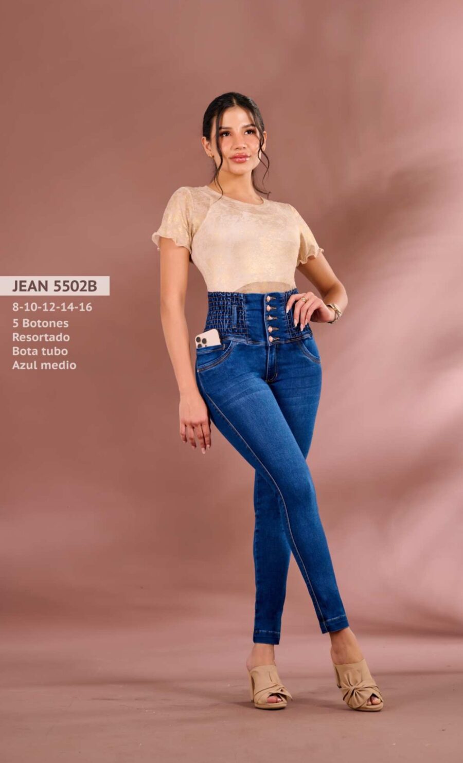 Jean skinny 5 botones resortado - Image 3