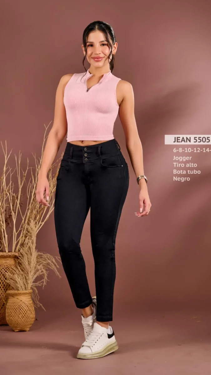 Jean tipo jogger push up skinny tiro alto