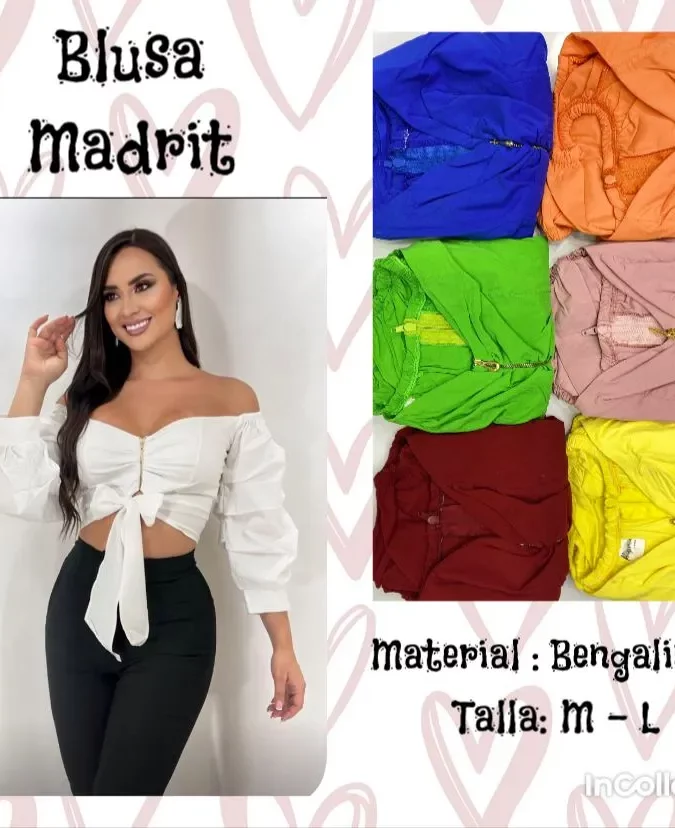 Blusa con Hombros Descubiertos, Mangas Abullonadas y Moño Delantero