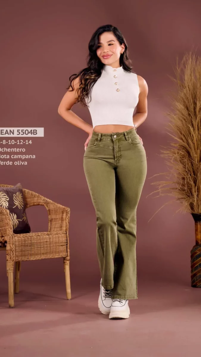 Jean push up bota campana ochentero