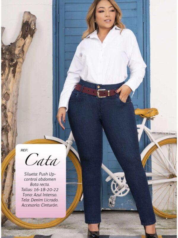 Jean bota recta push up pluss con control de abdomen