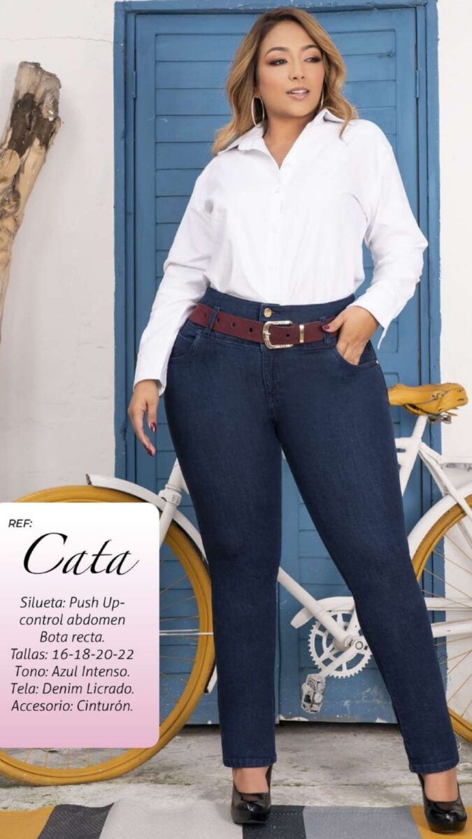 Jean bota recta push up pluss con control de abdomen