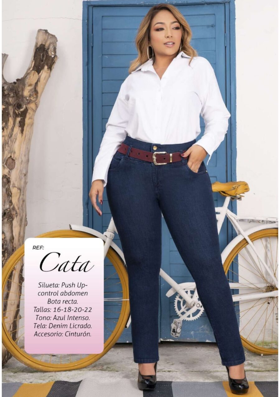 Jean bota recta push up pluss con control de abdomen