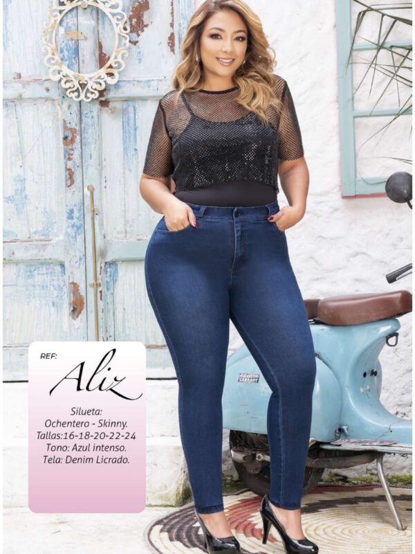 Jean skinny push up pluss ochentero en mezclilla