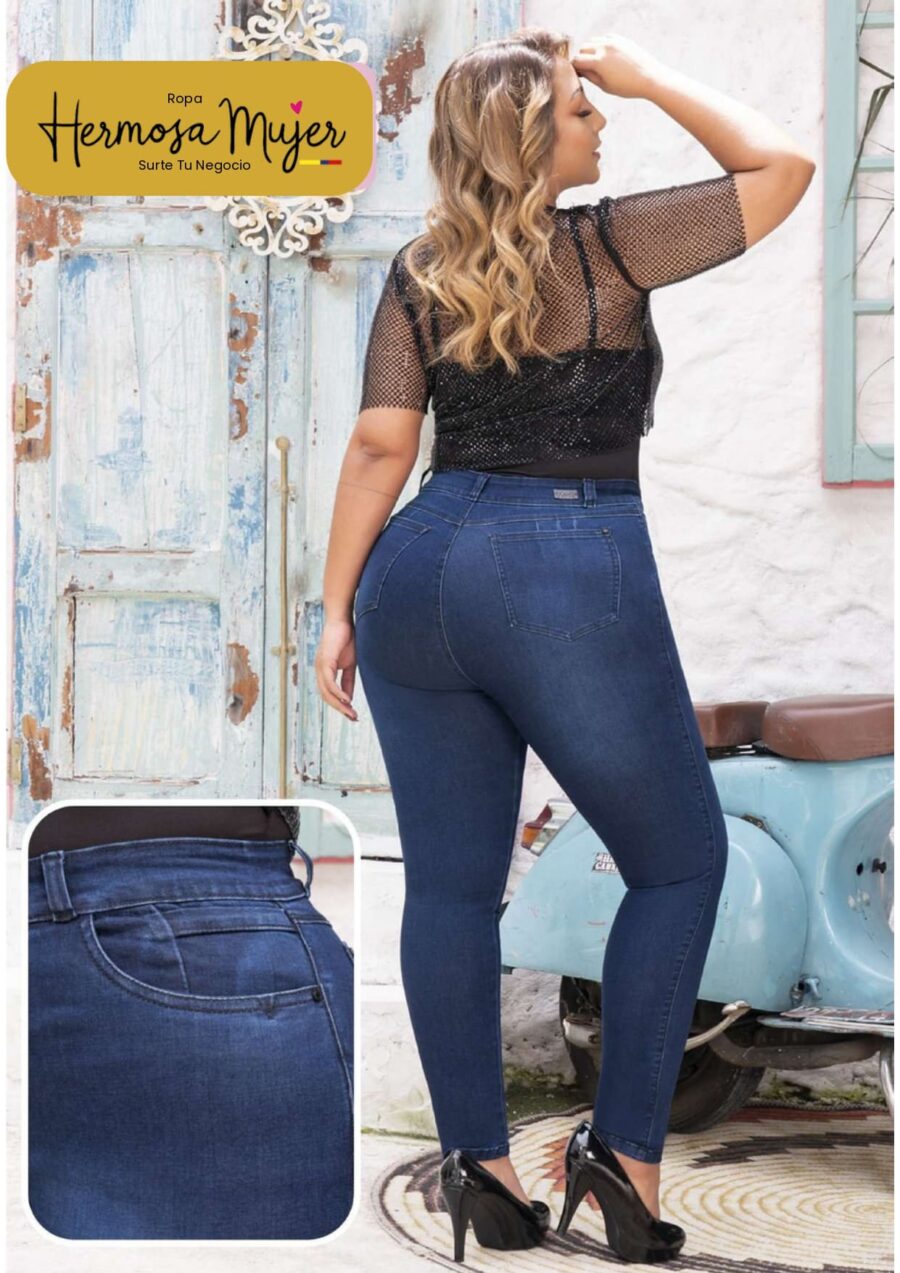 Jean skinny push up pluss ochentero en mezclilla - Image 2